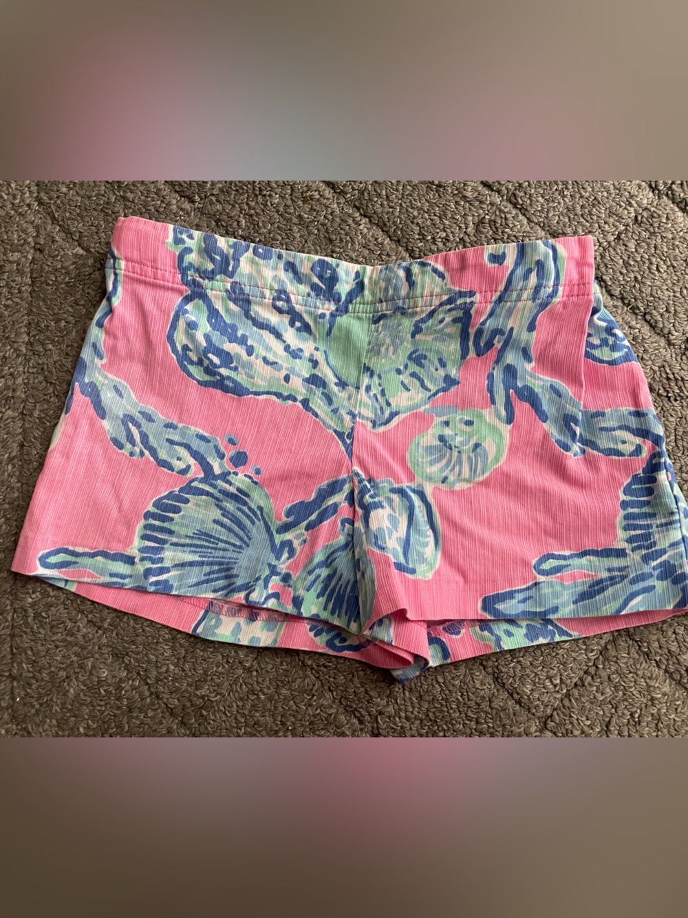 Lilly Pulitzer Pink Shorts with Blue and Green Floral Print